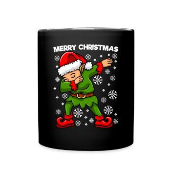 Dabbing Elf Christmas Elf - Full Colour Mug - black - Front