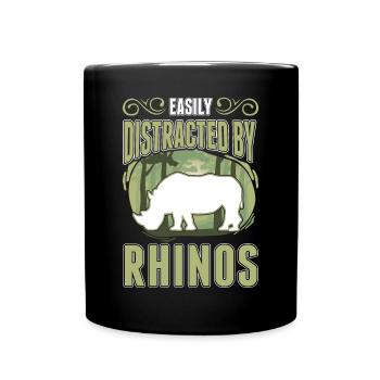 Easily distracted by Rhinos Rhino - Full Colour Mug - black - Front