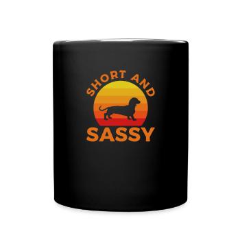 Dackel Hund Hunde Dachshund Teckel Geschenk - Tasse einfarbig - Schwarz - Vorne