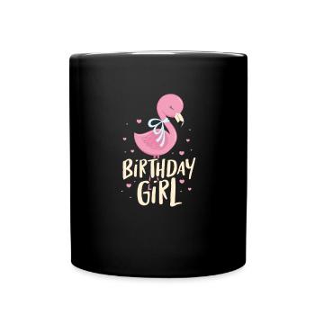 Flamingo Birthday Girl Pink Bird Gift - Full Colour Mug - black - Front