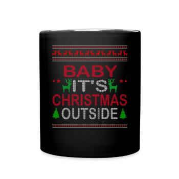 Bébé, c’est Noël dehors - Mug uni - noir - Devant