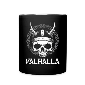 Valhalla Skull Viking Odin Warrior Mythology - Full Colour Mug - black - Front