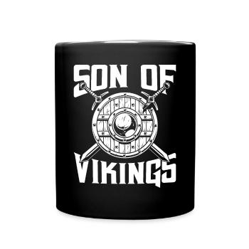Sohn des Wikingers Axtkrieger Walhalla Warriors My - Tasse einfarbig - Schwarz - Vorne