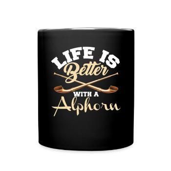 Alphorn Musikinstrument Musikantenleben in der - Tasse einfarbig - Schwarz - Vorne