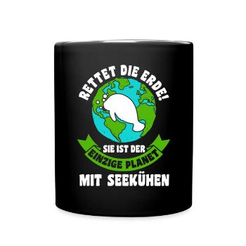 Meerkuh Seekuh - Tasse einfarbig - Schwarz - Vorne