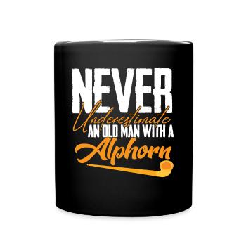 Alphorn Old Man Musikinstrument Schweiz Alpen Souv - Tasse einfarbig - Schwarz - Vorne