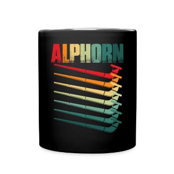 Alphorn Retro Musikinstrument in der Schweiz Alpen - Tasse einfarbig - Schwarz - Vorne