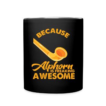 Cooles Alphorn Musikinstrument in Schweiz Alpen So - Tasse einfarbig - Schwarz - Vorne