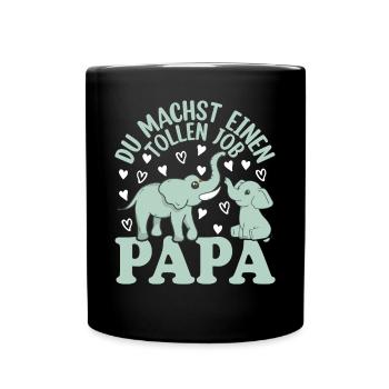 Papa Vatertag Papa Elefant Papa Vatertag - Tasse einfarbig - Schwarz - Vorne