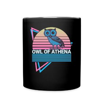 Owl of Athena Retro - Full Colour Mug - black - Front