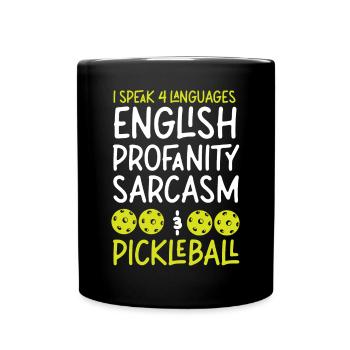 Pickleball Je parle 4 langues - Mug uni - noir - Devant