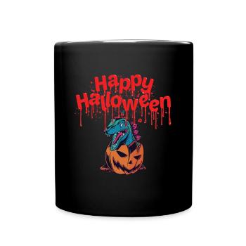 Citrouille dinosaure Joyeux Halloween T-Rex Horrorkos - Mug uni - noir - Devant
