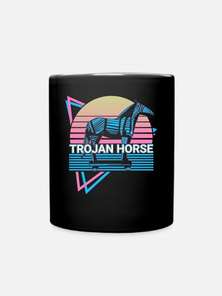 Trojan horse Troy Ancient Greek mythol - Full Colour Mug - black