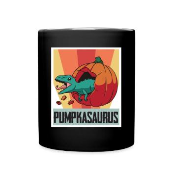 Funny Halloween Pumpkasaurus Baby Dino Horrorko - Full Colour Mug - black - Front