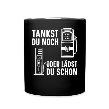 Elektro Auto Ladestation E-Auto Tankstelle Elektro - Tasse einfarbig - Schwarz - Vorne
