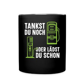 Elektro Auto Ladestation E-Auto Tankstelle - Elekt - Tasse einfarbig - Schwarz - Vorne