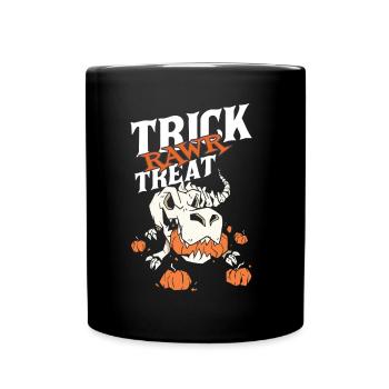 Skeleton T-Rex Halloween Creepy Dino Horror Din - Full Colour Mug - black - Front