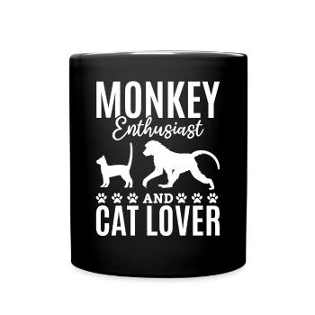 Orangutan Monkey Lover - Monkey Enthusiast And Cat - Full Colour Mug - black - Front