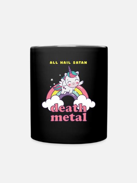 Einhorn auf Wolke Death Metal - Tasse einfarbig - Schwarz