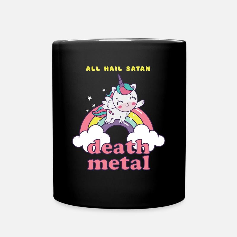 Einhorn auf Wolke Death Metal - Tasse einfarbig - Schwarz