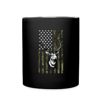 Hirsch Flagge Amerika - Tasse einfarbig - Schwarz - Vorne