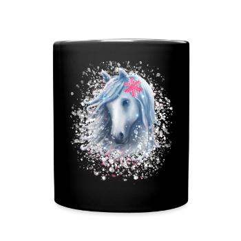 Cheval flocon de neige Noël - Mug uni - noir - Devant