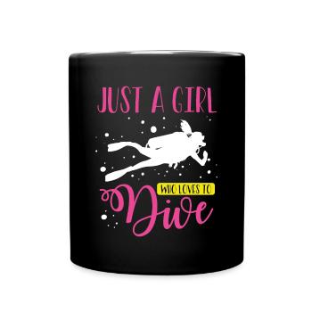 Just a girl who likes to dive - Full Colour Mug - black - Front