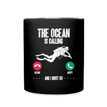 The sea is calling and I have to leave - Full Colour Mug - black - Front
