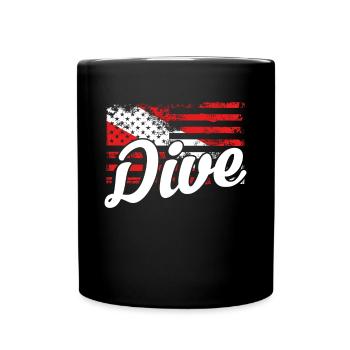 Tauchgang Unter Amerikanischer Flagge - Tasse einfarbig - Schwarz - Vorne