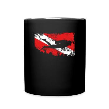 Divers and a flag - Full Colour Mug - black - Front