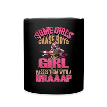 Cette fille passe devant des garçons avec une motoneige Braaaap - Mug uni - noir - Devant