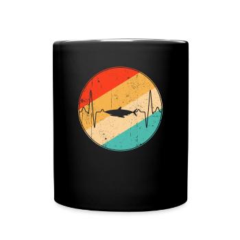 Shark Retro Heartbeat - Full Colour Mug - black - Front