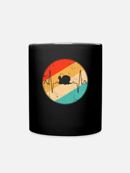Schnecke Retro Herzschlag - Tasse einfarbig - Schwarz