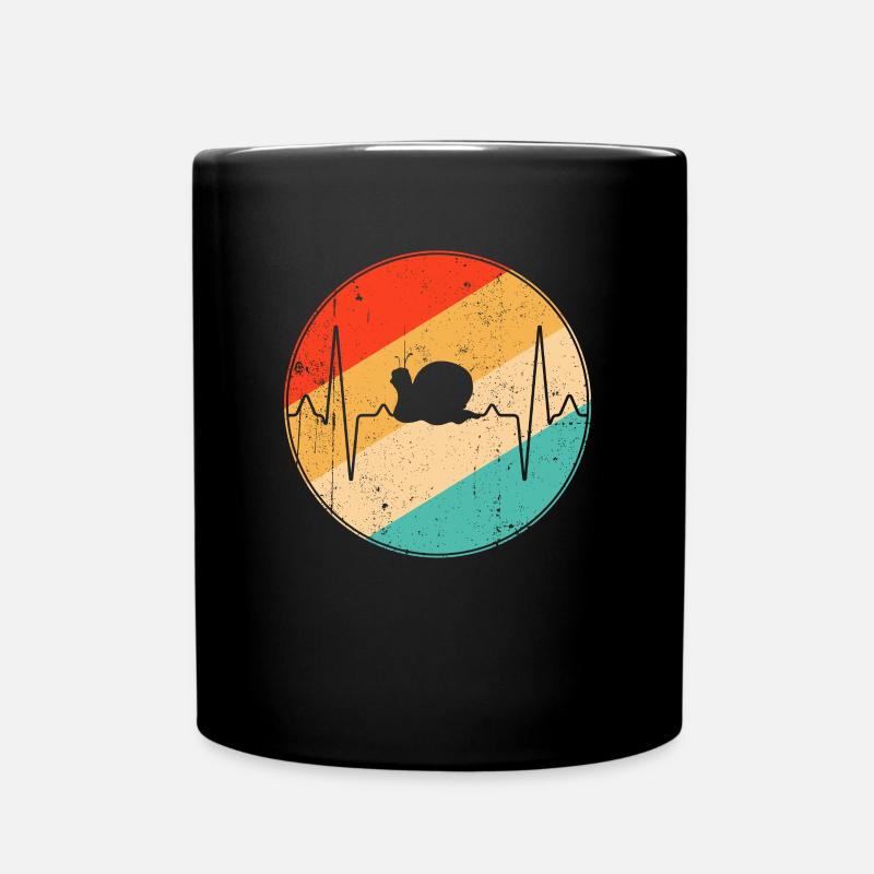 Schnecke Retro Herzschlag - Tasse einfarbig - Schwarz