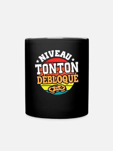 Niveau tonton débloqué cadeau humour tonton - Mug uni - noir