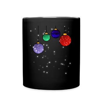 Christmas tree baubles with snowflakes - Full Colour Mug - black - Front