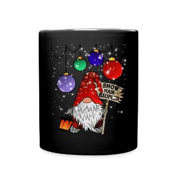 Lustiger Weihnachts Zwerg Gnom Wichtel - Tasse einfarbig - Schwarz - Vorne