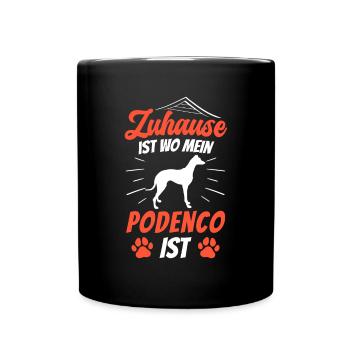 Podenco Zuhause ist spanischer Podenco - Tasse einfarbig - Schwarz - Vorne