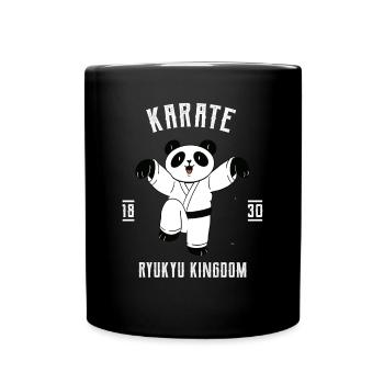 Karate Panda mit Gürtel - Karate Japanische - Tasse einfarbig - Schwarz - Vorne