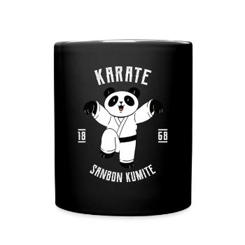 Lustiger Karate Panda - Karate Japanische - Tasse einfarbig - Schwarz - Vorne