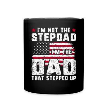Dad That Stepped Up Stepdad USA Flag Stepfather - Full Colour Mug - black - Front