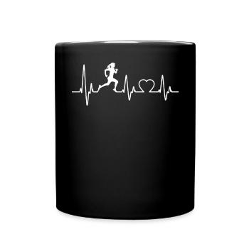 Running Mädchen Herzschlag 5k Marathon Athletin - Tasse einfarbig - Schwarz - Vorne