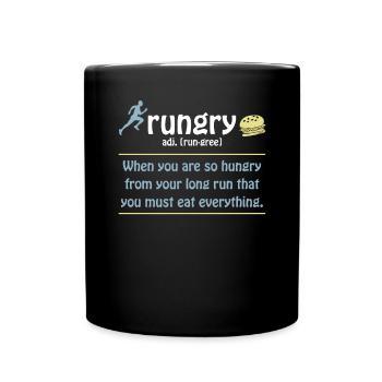 Rungry Definition Funny Runner Marathon Quote - Full Colour Mug - black - Front