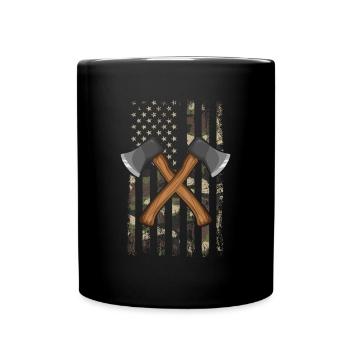 Axe Throwing american flag Hatchet Axe Throwing - Tasse einfarbig - Schwarz - Vorne