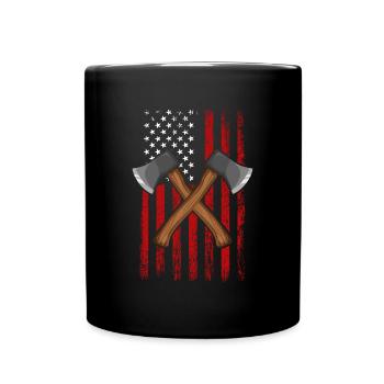 Axe Throwing american flag Hatchet Axe Throwing - Tasse einfarbig - Schwarz - Vorne