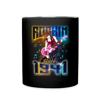 Rockin Since 1941 Rock Music Fan 81st Birthday - Full Colour Mug - black - Front