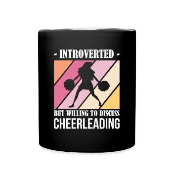 Introverted But Willing to Discuss Cheerleading - Full Colour Mug - black - Front