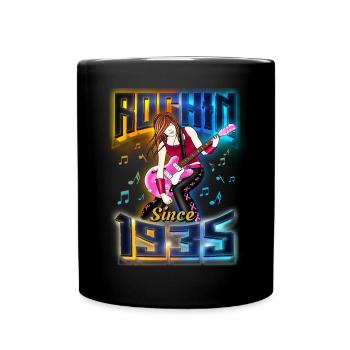 Rockin Since 1935 Rock Music Fan 87th Birthday - Full Colour Mug - black - Front