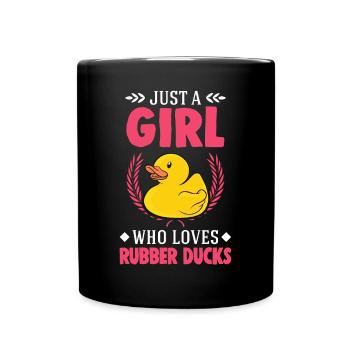 Canard en caoutchouc Fille Canard couinant Canard de bain - Mug uni - noir - Devant