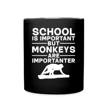 Singe - L’école est importante mais les singes sont importants - Mug uni - noir - Devant